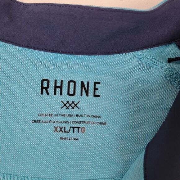 Rhone Men’s Henley Shirt 2XL Blue Athleisure Delta Pique Banded Collar NWT - Picture 2 of 8